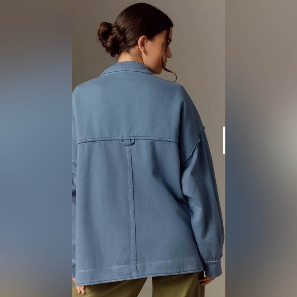 Anthropologie Pilcro Blue Microfleece Button Front Jacket - Picture 8 of 9